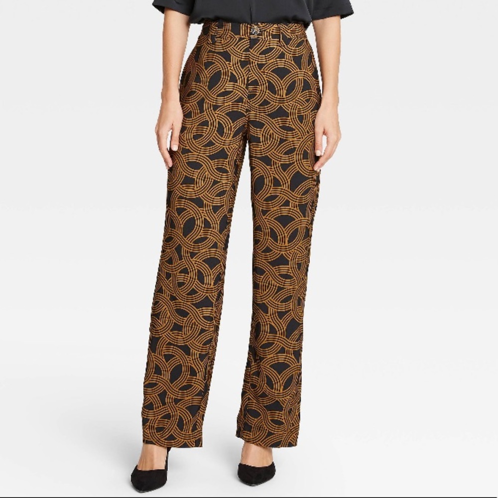 Who What Wear Brown Swirl Wide Leg Trouser Pant